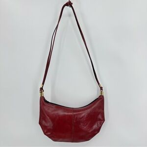 Vintage Made in Italy Leather Half Moon Shoulder Crossbody Hobo Bag Burgundy